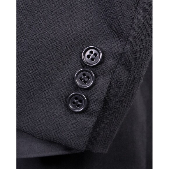 MANI Vintage Sport Coat Men Size 46L/S Herringbone Black 2 Button Wool Blazer - Picture 7 of 15